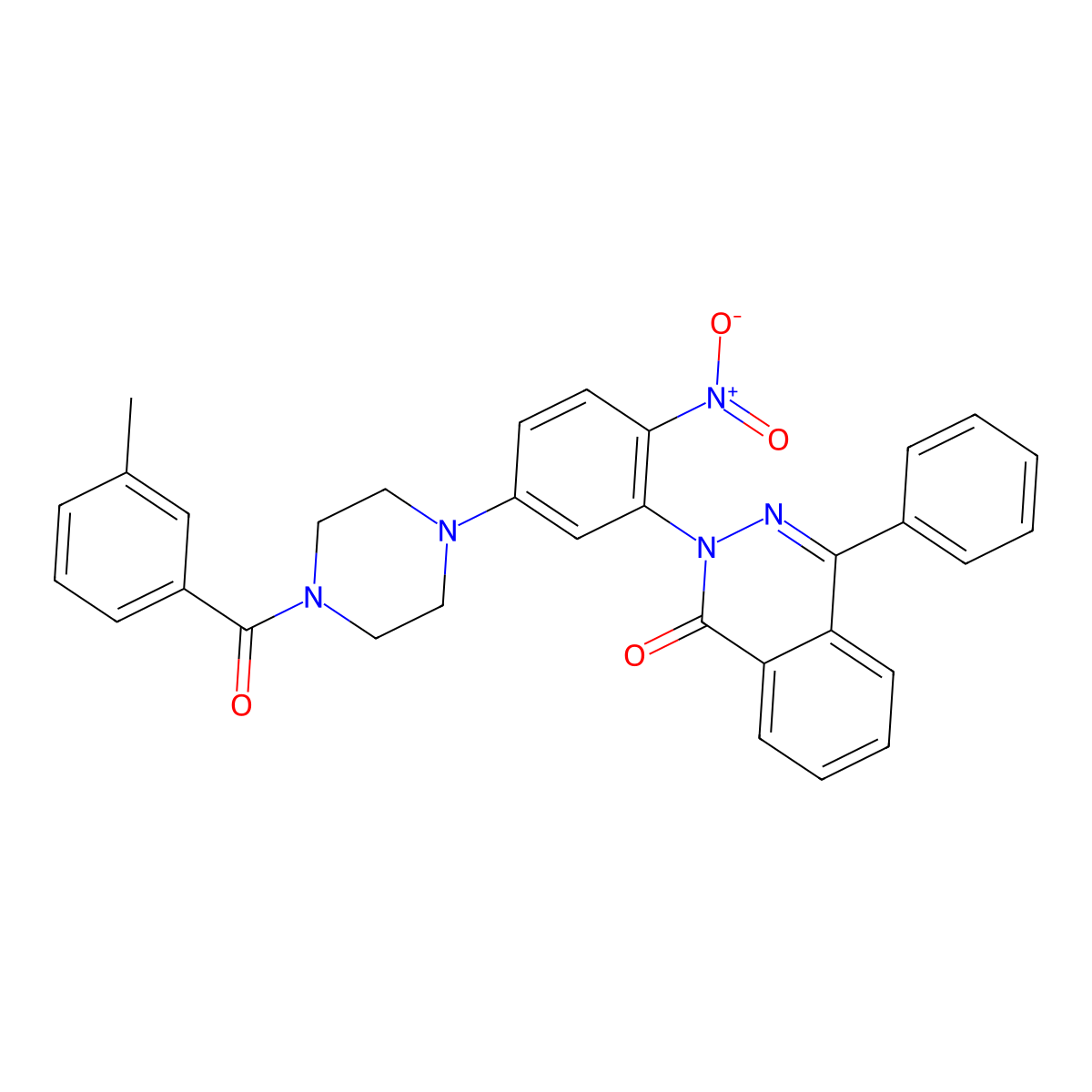 2-[5-[4-(3-Methylbenzoyl)piperazin-1-yl]-2-nitrophenyl]-4-phenylphthalazin-1-one molecular structure, CAS 591736-17-3