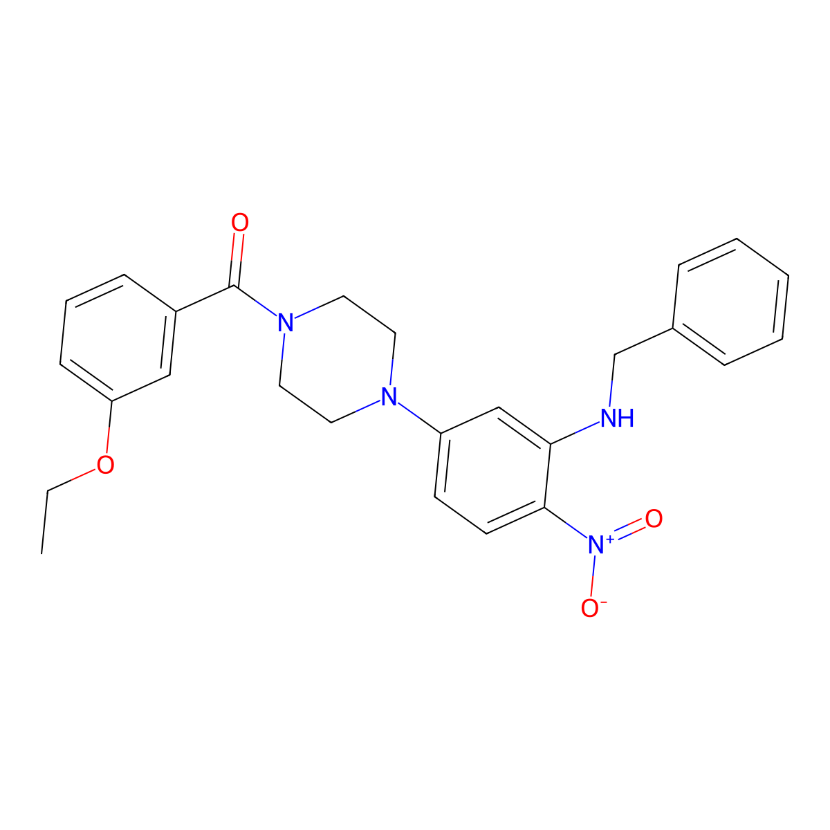 [4-[3-(Benzylamino)-4-nitrophenyl]piperazin-1-yl]-(3-ethoxyphenyl)methanone molecular structure, CAS 591736-20-8