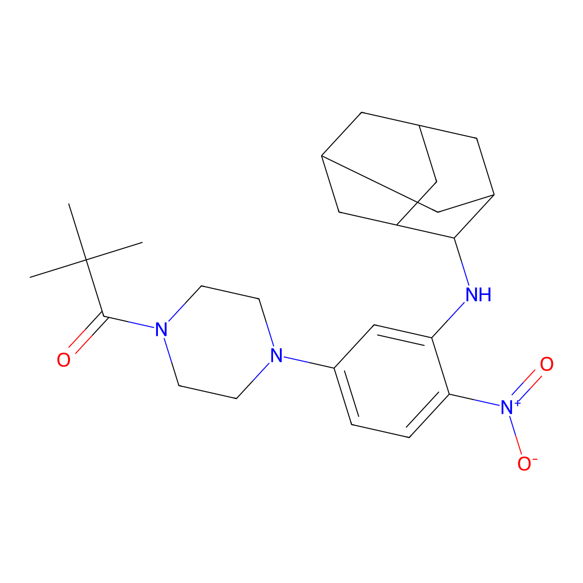 1-[4-[3-(2-Adamantylamino)-4-nitrophenyl]piperazin-1-yl]-2,2-dimethylpropan-1-one molecular structure, CAS 591736-29-7