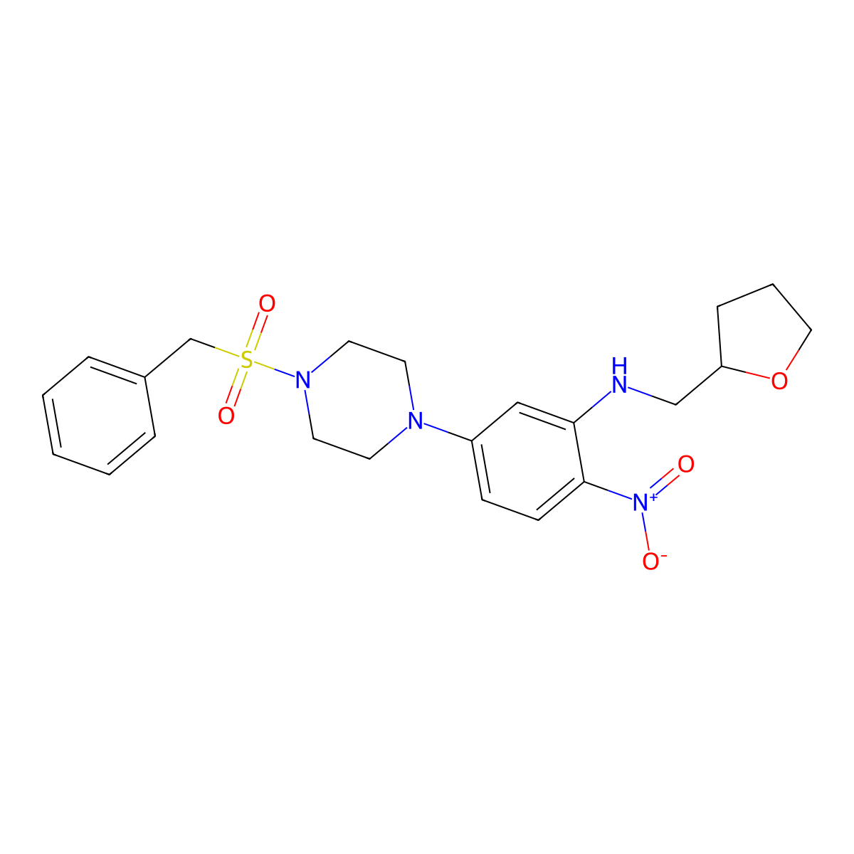 5-(4-benzylsulfonylpiperazin-1-yl)-2-nitro-N-(oxolan-2-ylmethyl)aniline molecular structure, CAS 591736-50-4