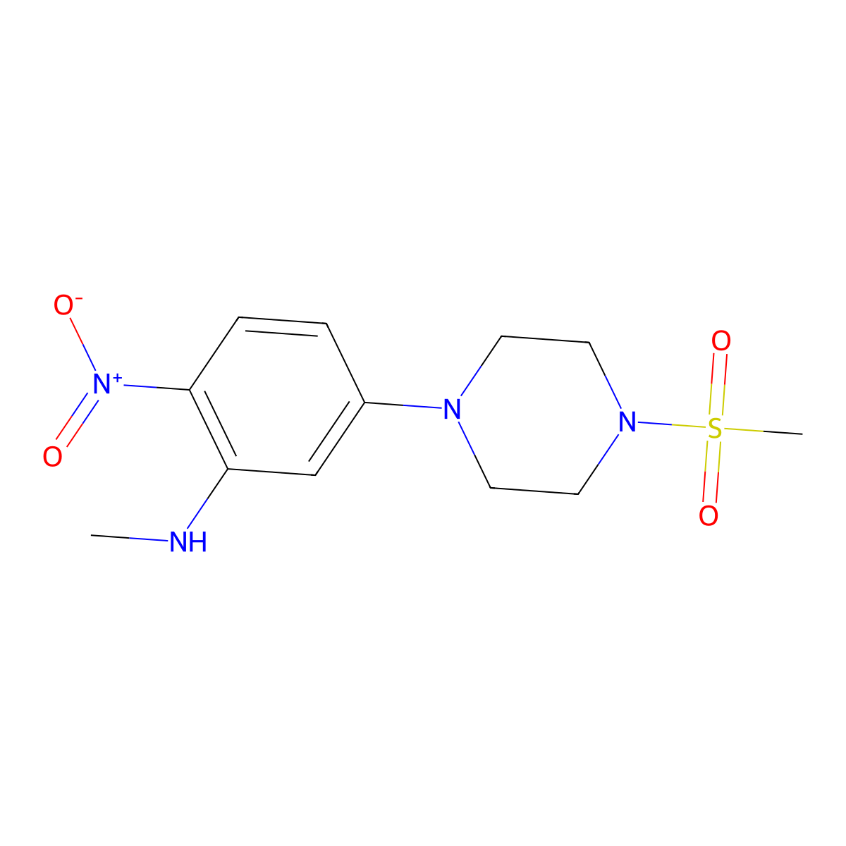 N-methyl-5-(4-methylsulfonylpiperazin-1-yl)-2-nitroaniline molecular structure, CAS 591736-51-5