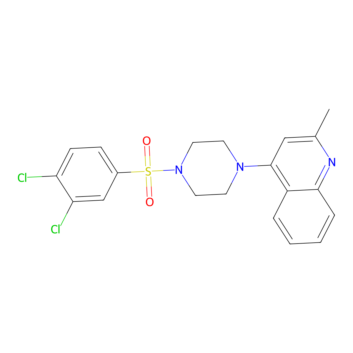 4-[4-(3,4-Dichlorophenyl)sulfonylpiperazin-1-yl]-2-methylquinoline molecular structure, CAS 591736-57-1