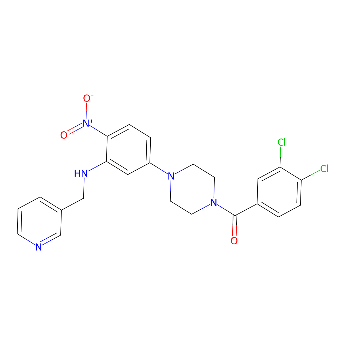 (3,4-Dichlorophenyl)-[4-[4-nitro-3-(pyridin-3-ylmethylamino)phenyl]piperazin-1-yl]methanone molecular structure, CAS 591736-72-0