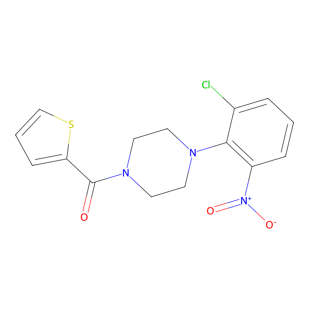[4-(2-Chloro-6-nitrophenyl)piperazin-1-yl]-thiophen-2-ylmethanone molecular structure, CAS 591736-83-3
