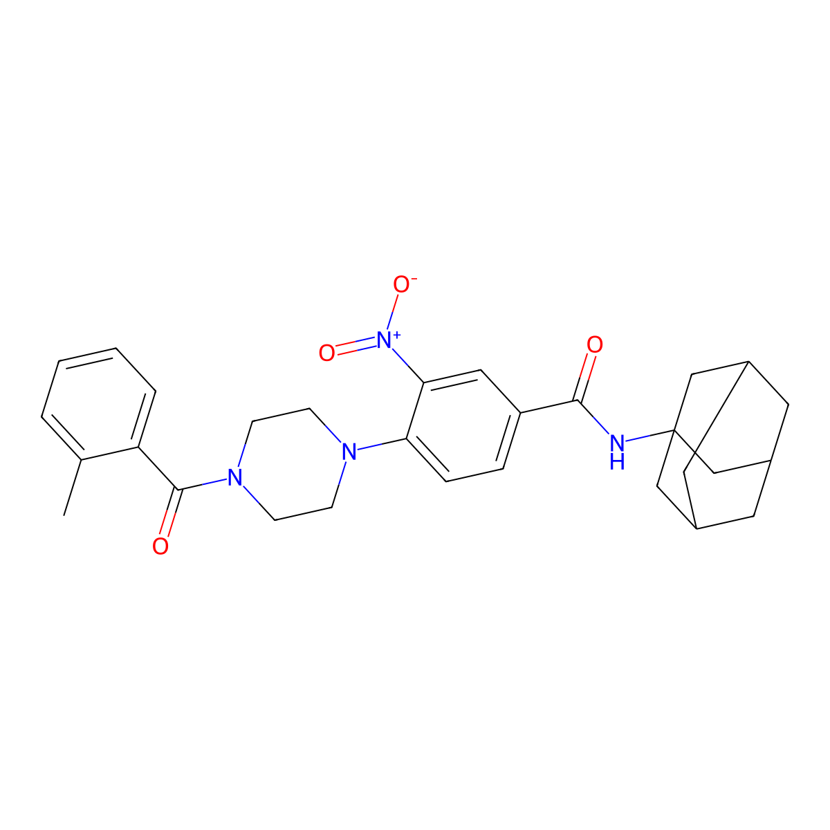 N-(1-adamantyl)-4-[4-(2-methylbenzoyl)piperazin-1-yl]-3-nitrobenzamide molecular structure, CAS 591736-93-5