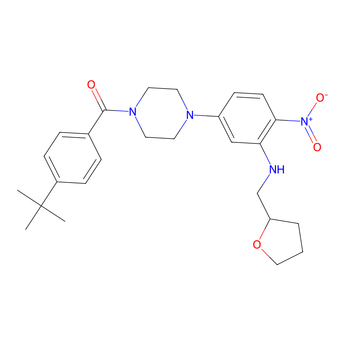 (4-Tert-butylphenyl)-[4-[4-nitro-3-(oxolan-2-ylmethylamino)phenyl]piperazin-1-yl]methanone molecular structure, CAS 591736-98-0