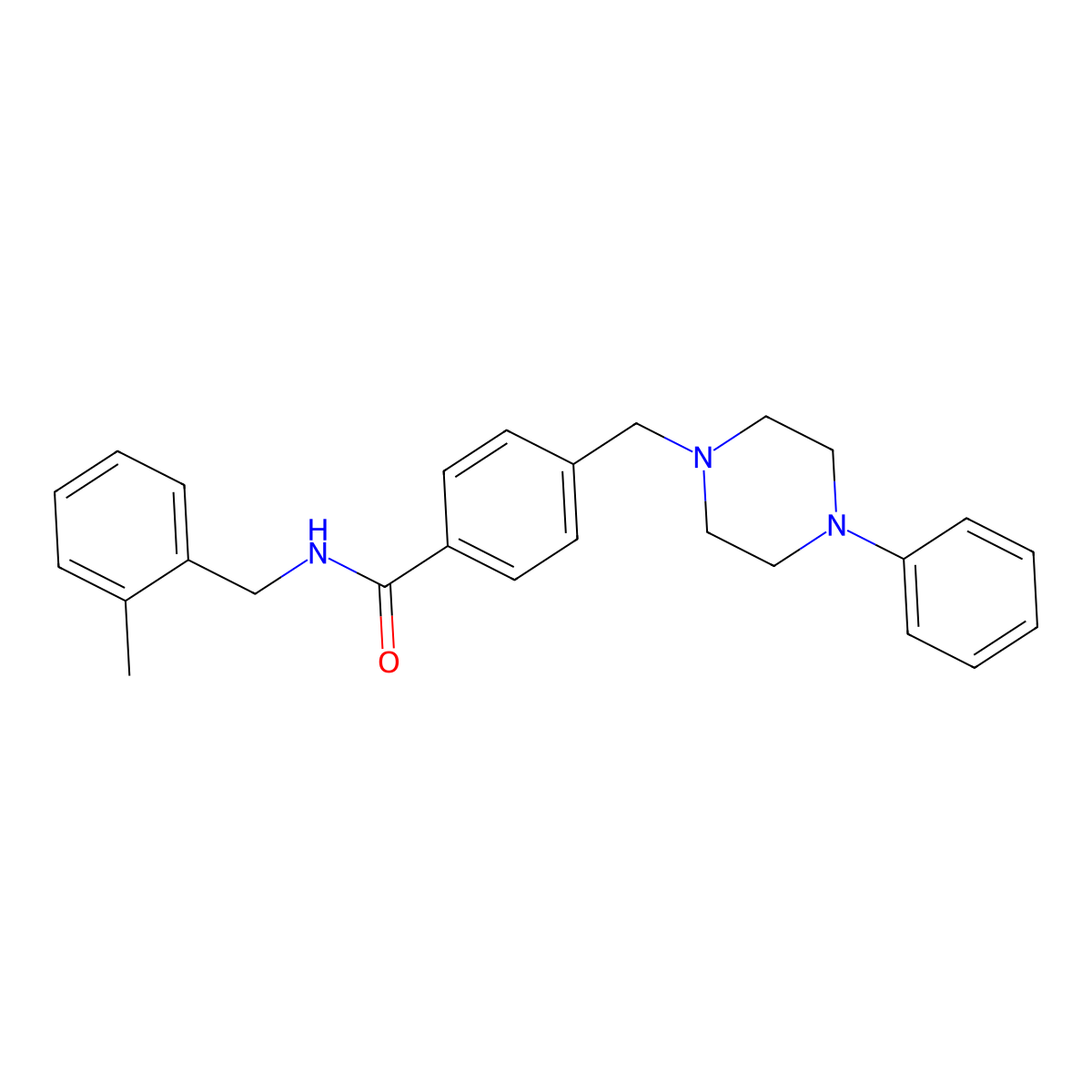 N-[(2-methylphenyl)methyl]-4-[(4-phenylpiperazin-1-yl)methyl]benzamide molecular structure, CAS 591743-99-6