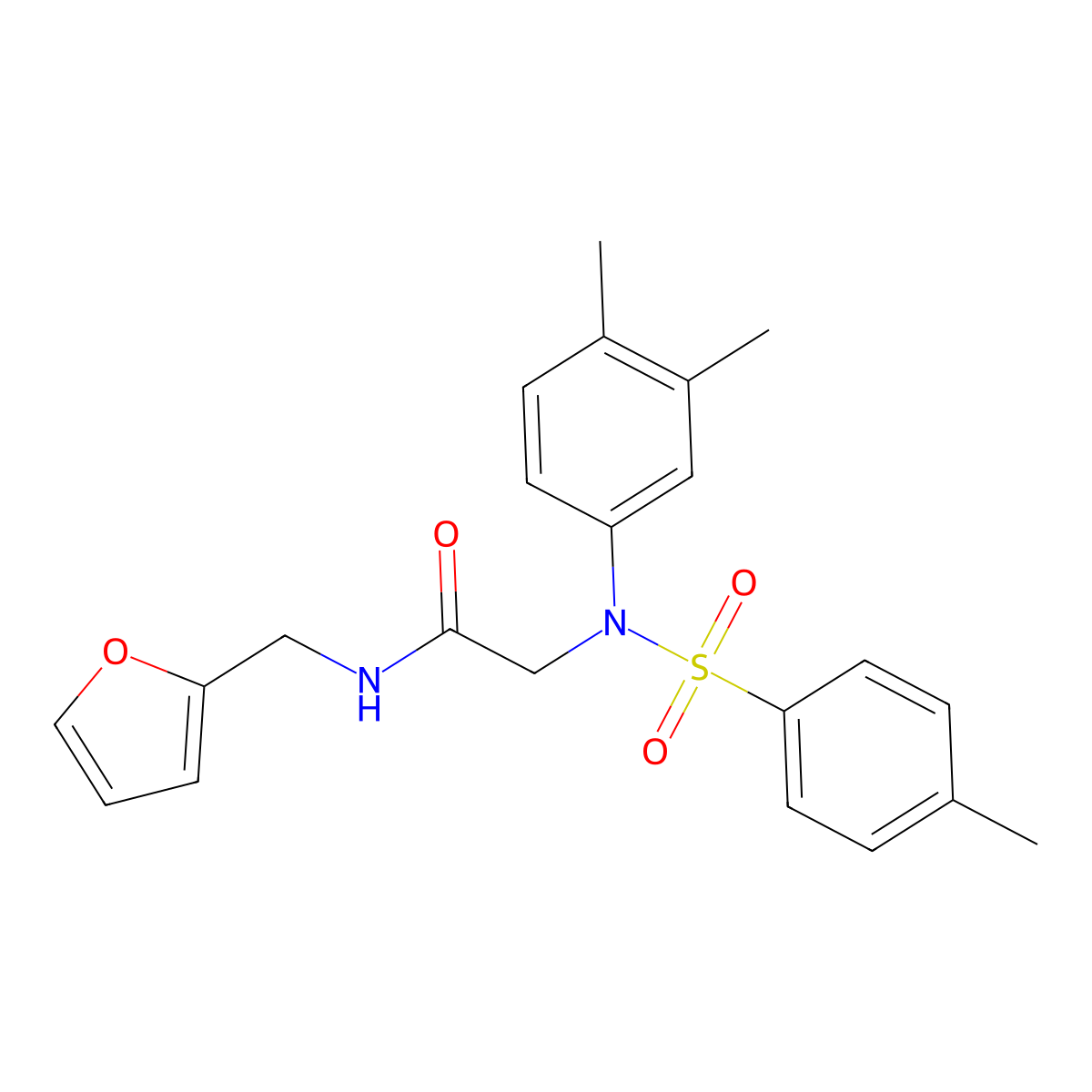 2-(3,4-dimethyl-N-(4-methylphenyl)sulfonylanilino)-N-(furan-2-ylmethyl)acetamide molecular structure, CAS 591744-07-9