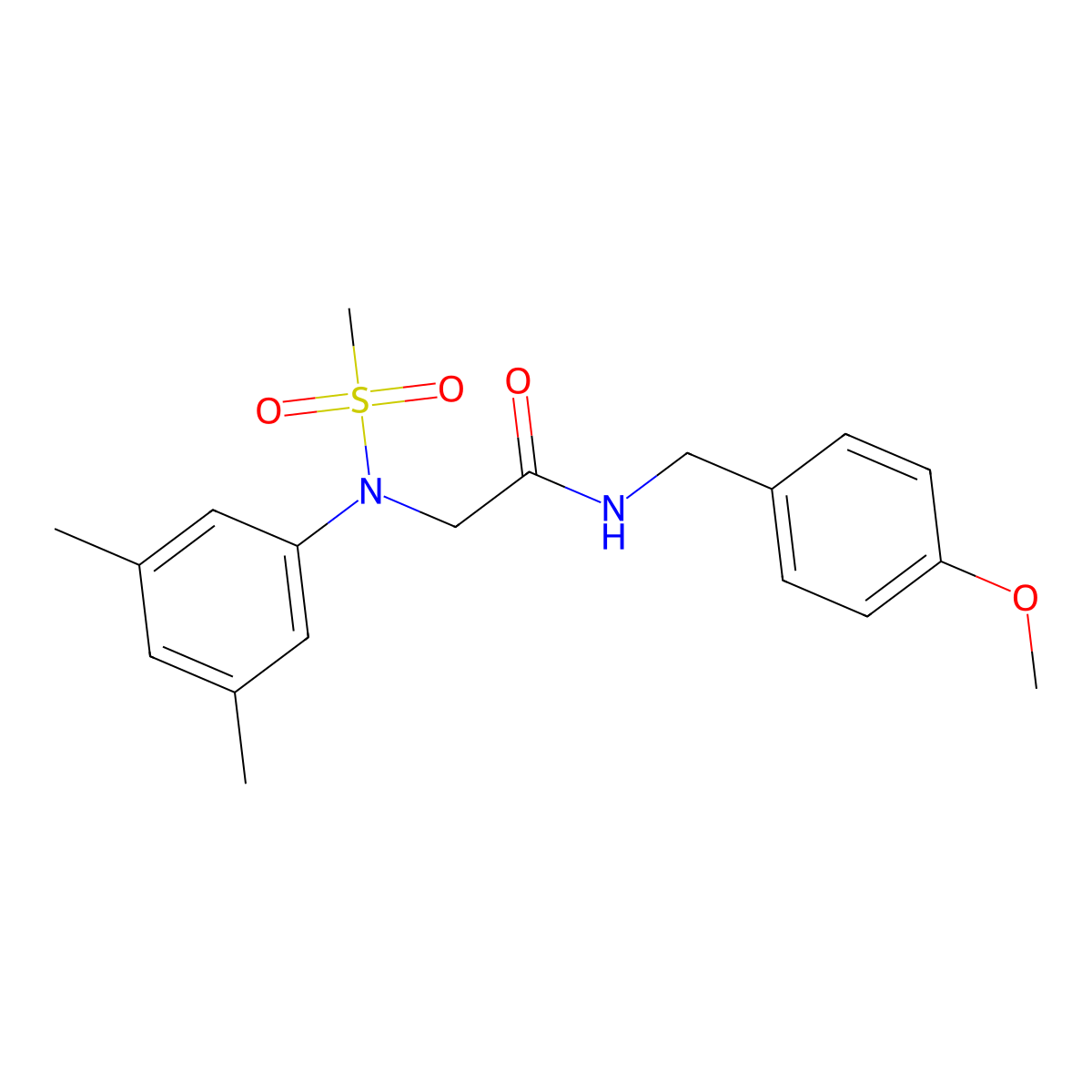 2-[(3,5-Dimethylphenyl)(methylsulfonyl)amino]-N-[(4-methoxyphenyl)methyl]acetamide molecular structure, CAS 591744-32-0
