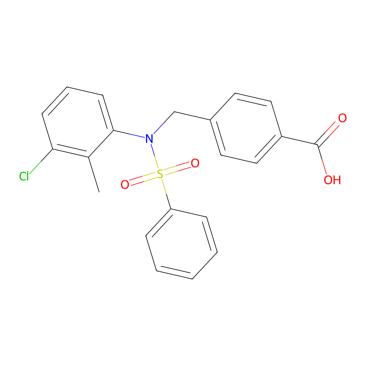 4-([(3-Chloro-2-methylphenyl)(phenylsulfonyl)amino]methyl)benzoic acid molecular structure, CAS 591744-39-7