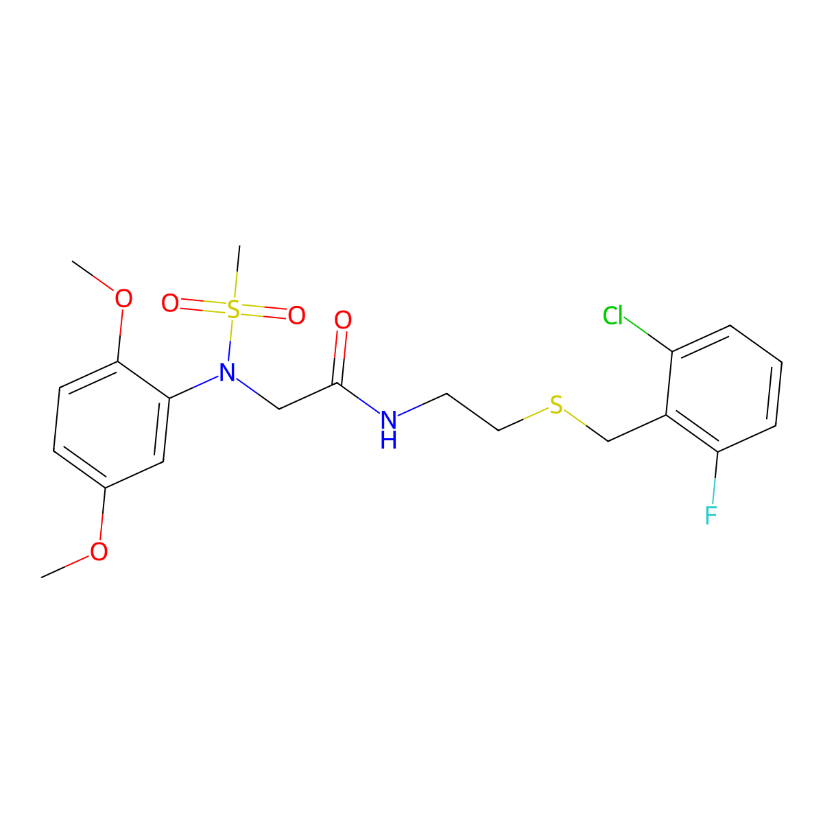 N-[2-[(2-chloro-6-fluorophenyl)methylsulfanyl]ethyl]-2-(2,5-dimethoxy-N-methylsulfonylanilino)acetamide molecular structure, CAS 591744-60-4