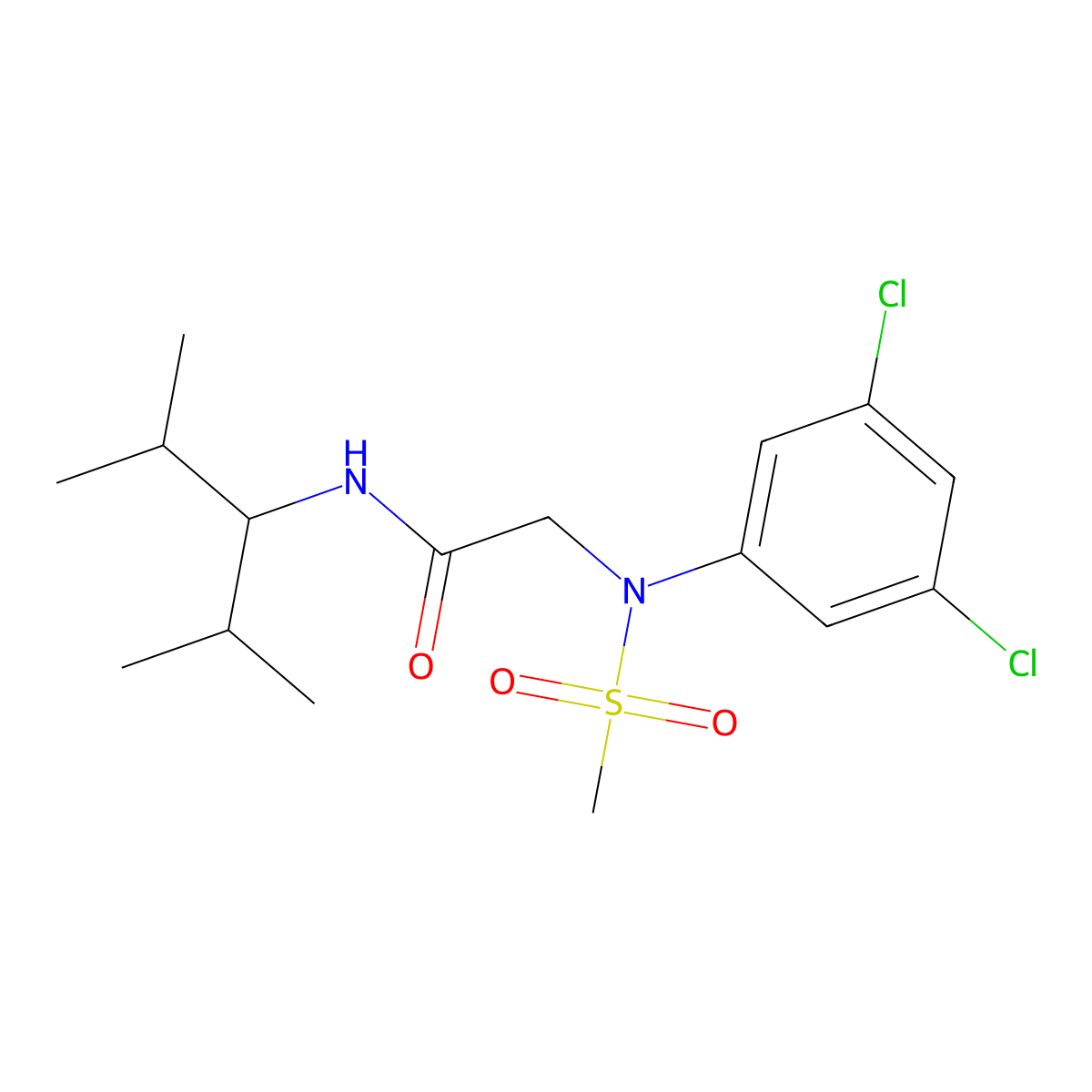 2-(3,5-dichloro-N-methylsulfonylanilino)-N-(2,4-dimethylpentan-3-yl)acetamide molecular structure, CAS 591744-61-5