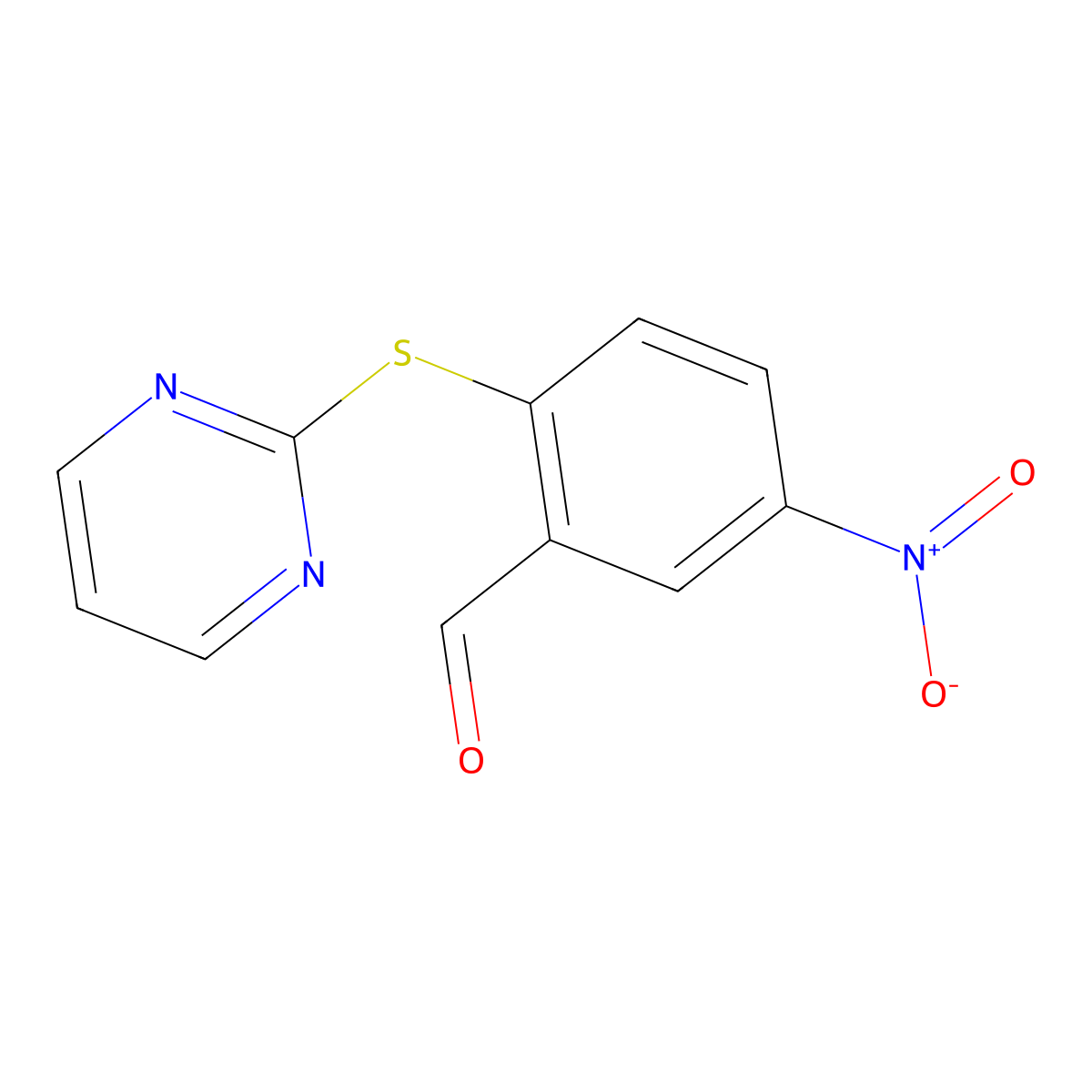 5-Nitro-2-(pyrimidin-2-ylthio)benzaldehyde molecular structure, CAS 591747-15-8