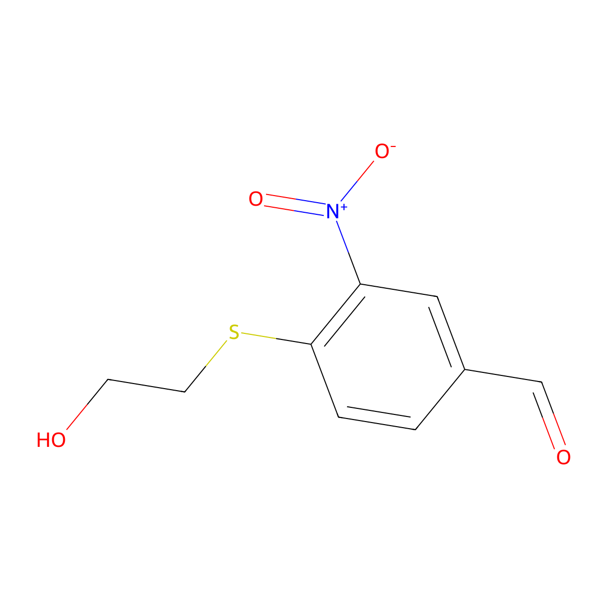4-[(2-Hydroxyethyl)sulfanyl]-3-nitrobenzaldehyde molecular structure, CAS 591760-46-2