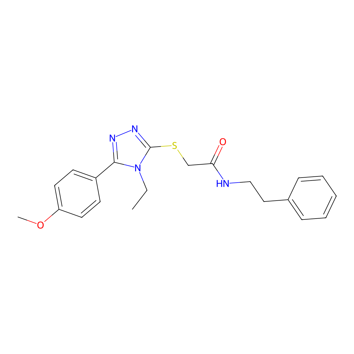 2-{[4-ethyl-5-(4-methoxyphenyl)-4H-1,2,4-triazol-3-yl]sulfanyl}-N-(2-phenylethyl)acetamide molecular structure, CAS 591760-76-8