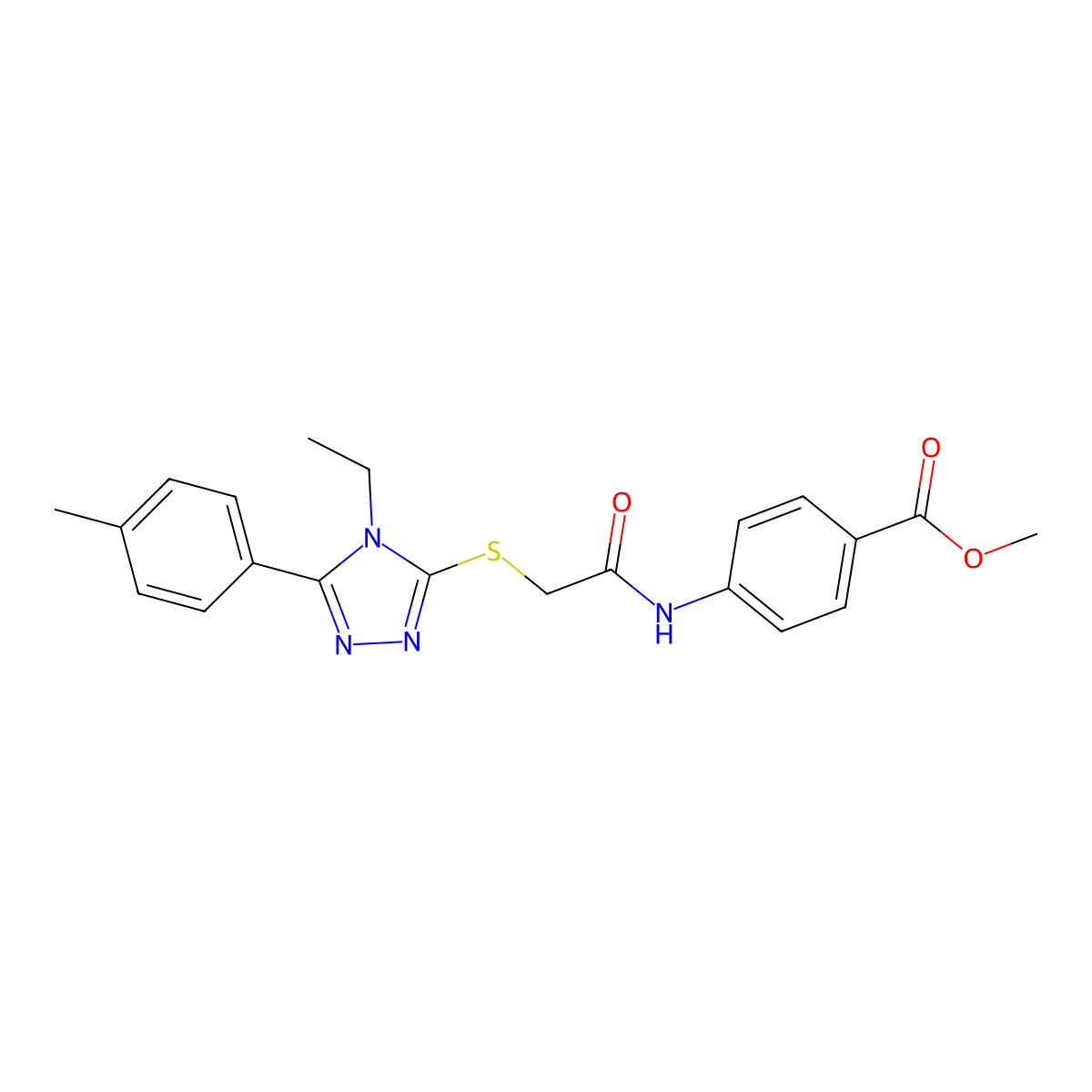 methyl 4-[({[4-ethyl-5-(4-methylphenyl)-4H-1,2,4-triazol-3-yl]sulfanyl}acetyl)amino]benzoate molecular structure, CAS 591760-79-1