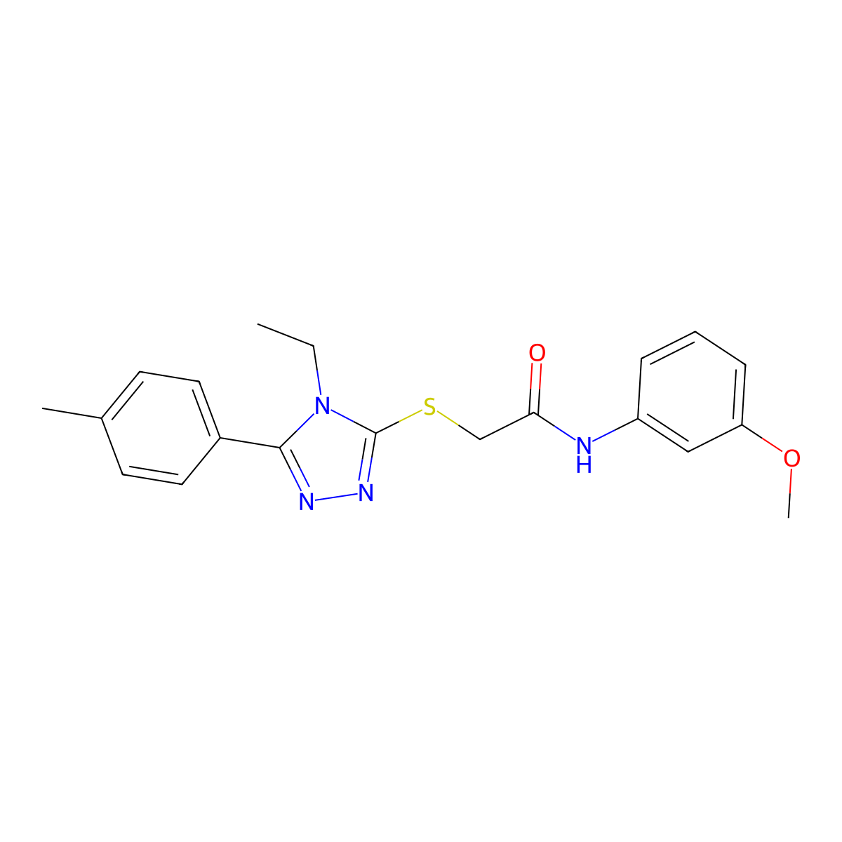 2-{[4-ethyl-5-(4-methylphenyl)-4H-1,2,4-triazol-3-yl]sulfanyl}-N-(3-methoxyphenyl)acetamide molecular structure, CAS 591760-80-4