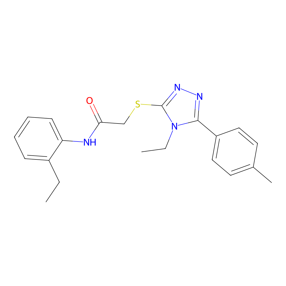 2-{[4-ethyl-5-(4-methylphenyl)-4H-1,2,4-triazol-3-yl]sulfanyl}-N-(2-ethylphenyl)acetamide molecular structure, CAS 591760-81-5