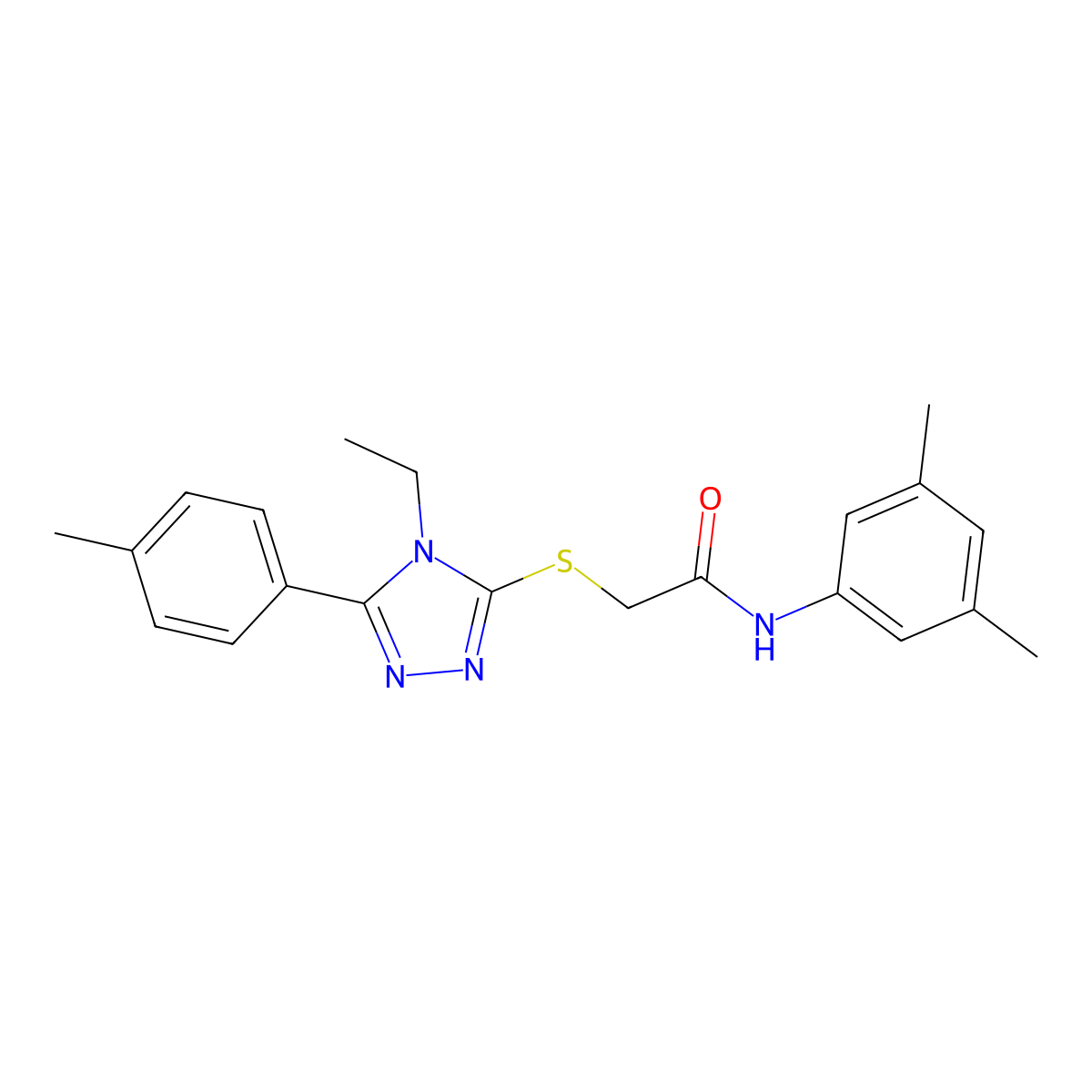 N-(3,5-dimethylphenyl)-2-{[4-ethyl-5-(4-methylphenyl)-4H-1,2,4-triazol-3-yl]sulfanyl}acetamide molecular structure, CAS 591760-87-1