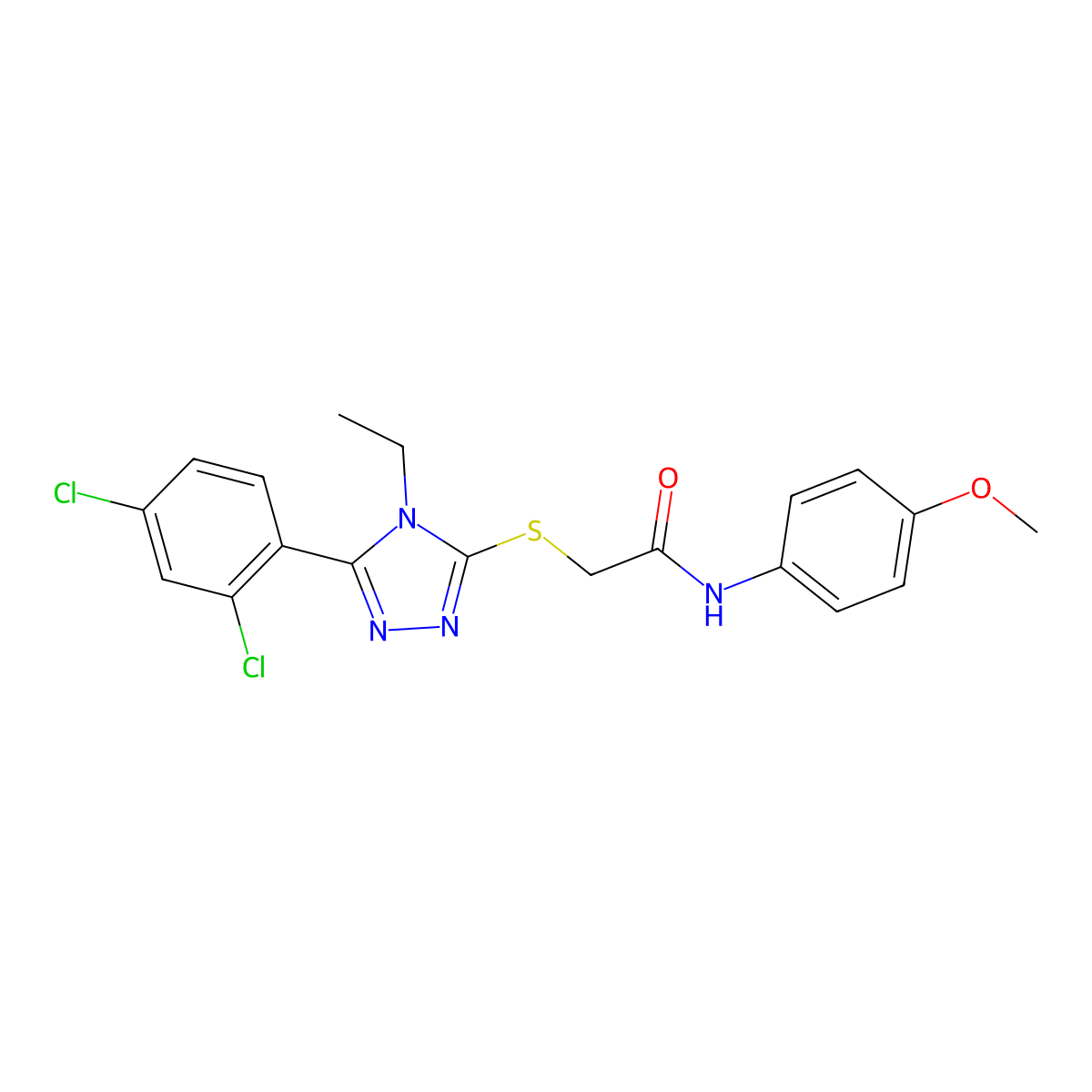 2-[[5-(2,4-dichlorophenyl)-4-ethyl-1,2,4-triazol-3-yl]sulfanyl]-N-(4-methoxyphenyl)acetamide molecular structure, CAS 591760-90-6