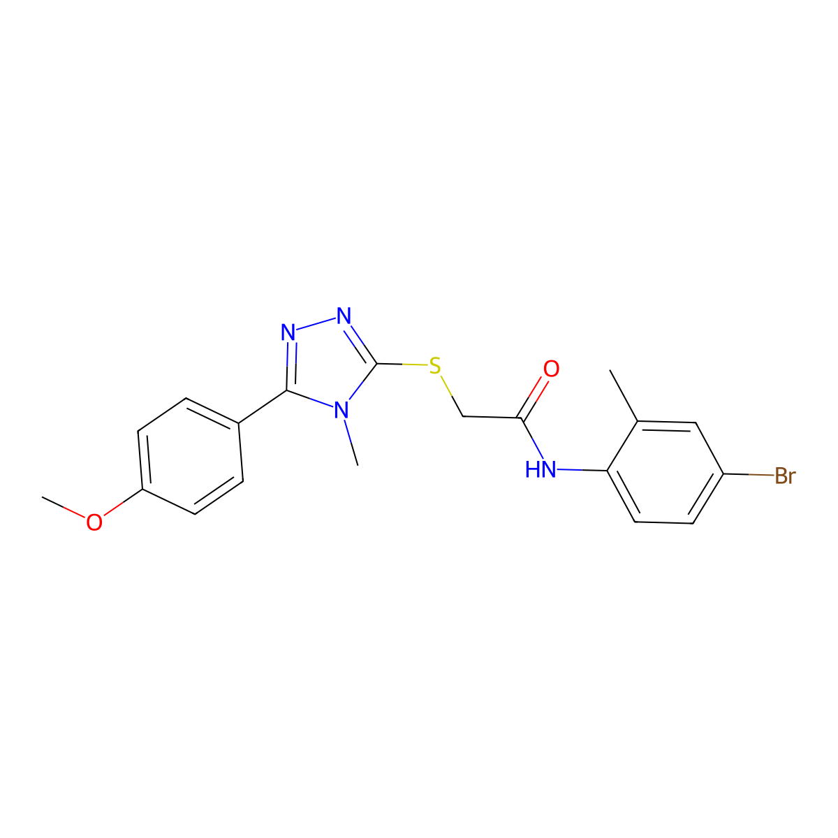 N-(4-bromo-2-methylphenyl)-2-{[5-(4-methoxyphenyl)-4-methyl-4H-1,2,4-triazol-3-yl]sulfanyl}acetamide molecular structure, CAS 591761-26-1