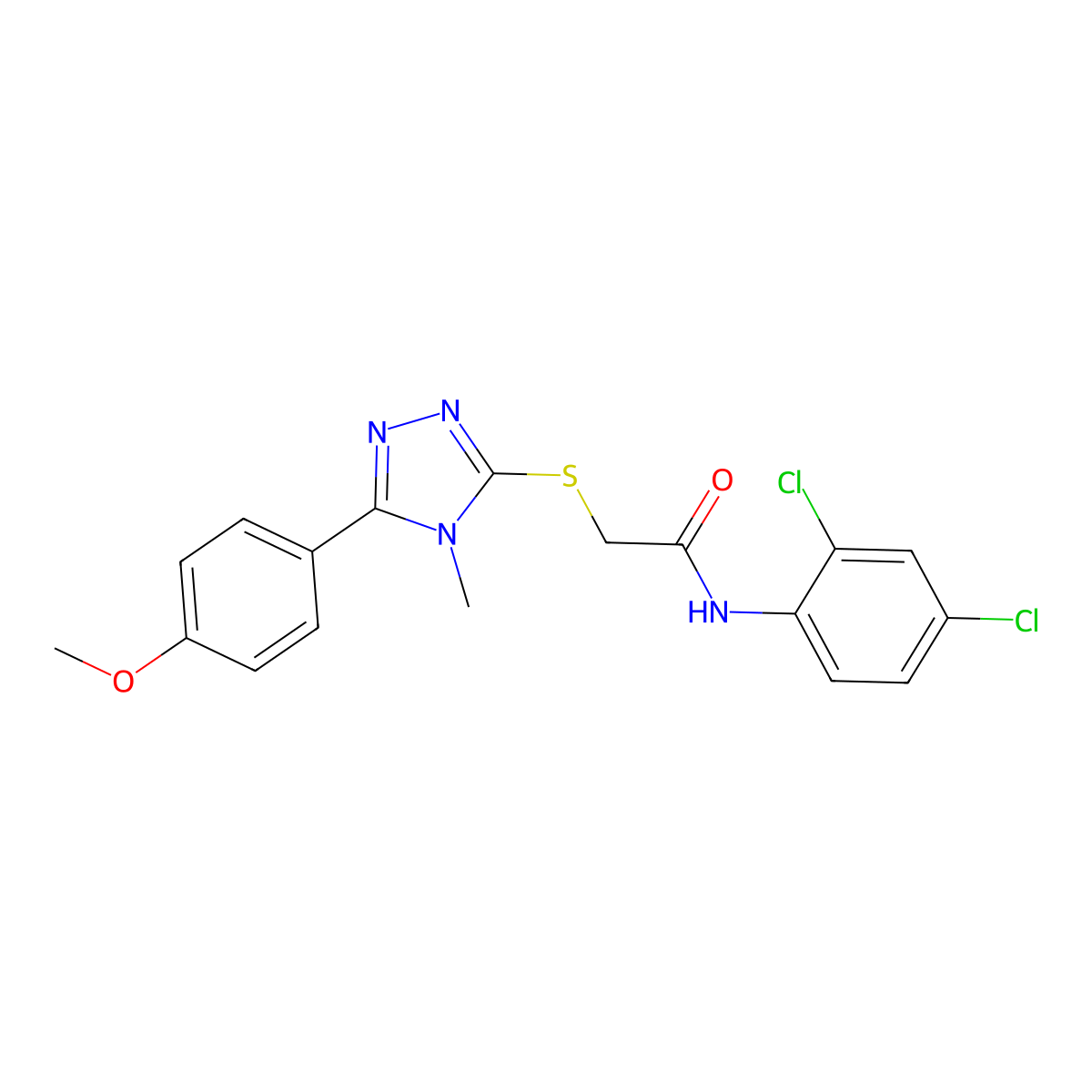 N-(2,4-dichlorophenyl)-2-[[5-(4-methoxyphenyl)-4-methyl-1,2,4-triazol-3-yl]sulfanyl]acetamide molecular structure, CAS 591761-27-2