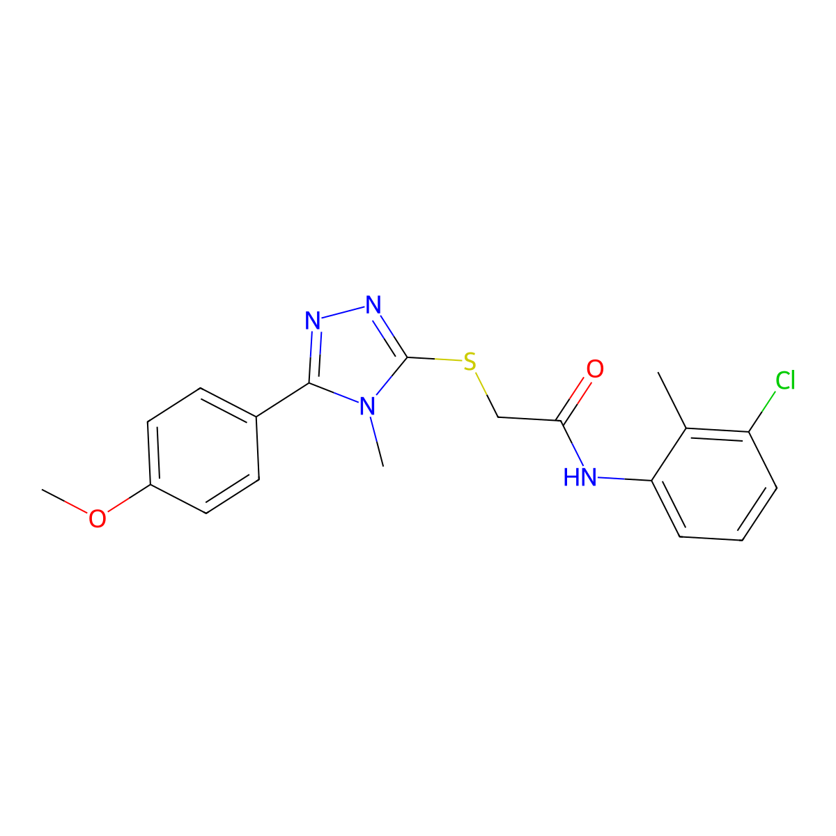 N-(3-chloro-2-methylphenyl)-2-{[5-(4-methoxyphenyl)-4-methyl-4H-1,2,4-triazol-3-yl]sulfanyl}acetamide molecular structure, CAS 591761-29-4