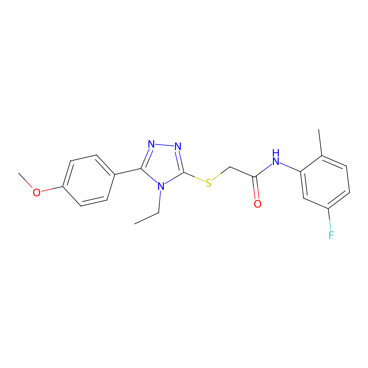 2-[[4-ethyl-5-(4-methoxyphenyl)-1,2,4-triazol-3-yl]sulfanyl]-N-(5-fluoro-2-methylphenyl)acetamide molecular structure, CAS 591761-30-7