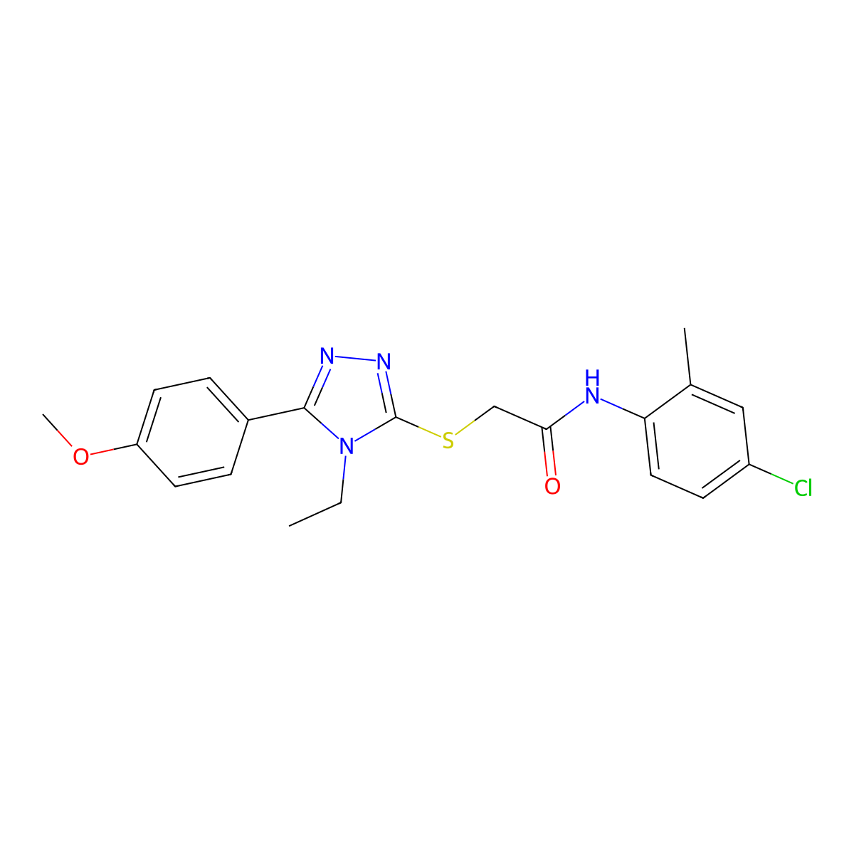 N-(4-chloro-2-methylphenyl)-2-[[4-ethyl-5-(4-methoxyphenyl)-1,2,4-triazol-3-yl]sulfanyl]acetamide molecular structure, CAS 591761-32-9