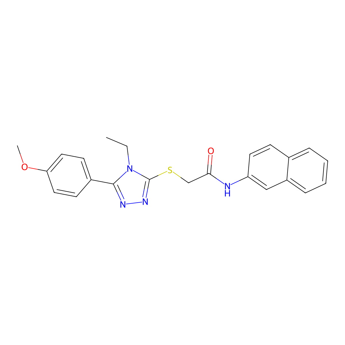 2-[[4-ethyl-5-(4-methoxyphenyl)-1,2,4-triazol-3-yl]sulfanyl]-N-naphthalen-2-ylacetamide molecular structure, CAS 591761-34-1