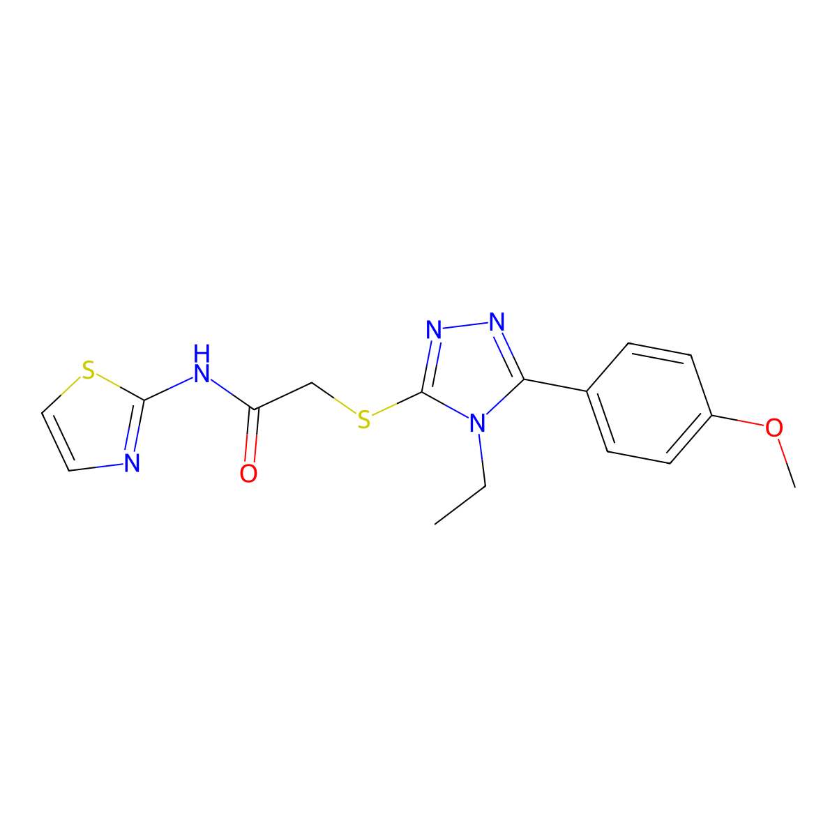 2-{[4-ethyl-5-(4-methoxyphenyl)-4H-1,2,4-triazol-3-yl]sulfanyl}-N-(1,3-thiazol-2-yl)acetamide molecular structure, CAS 591761-39-6