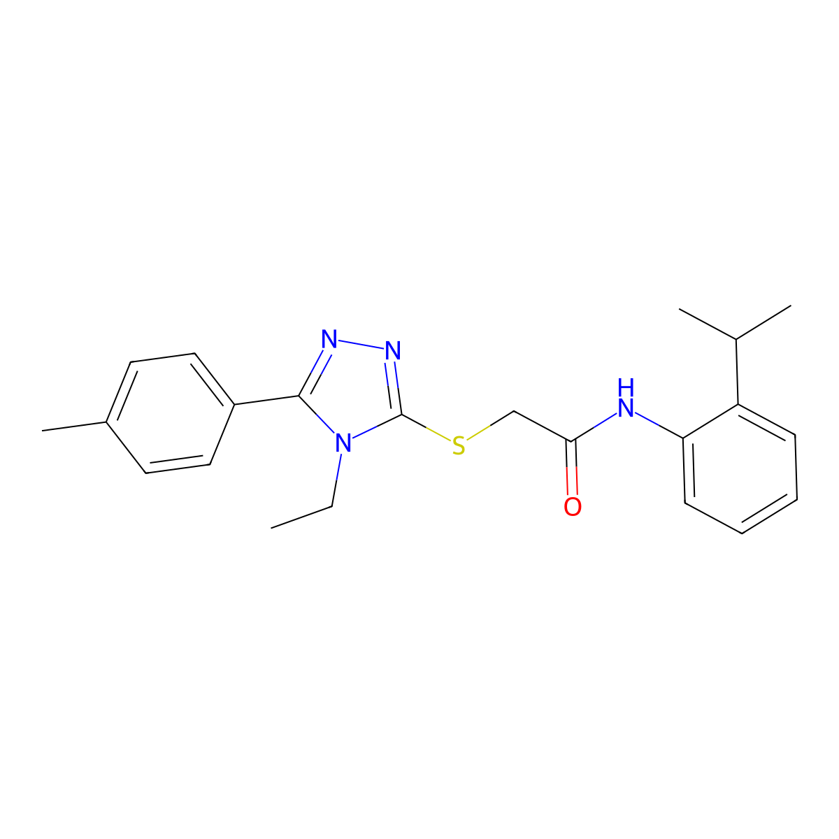 2-{[4-ethyl-5-(4-methylphenyl)-4H-1,2,4-triazol-3-yl]sulfanyl}-N-[2-(propan-2-yl)phenyl]acetamide molecular structure, CAS 591761-51-2