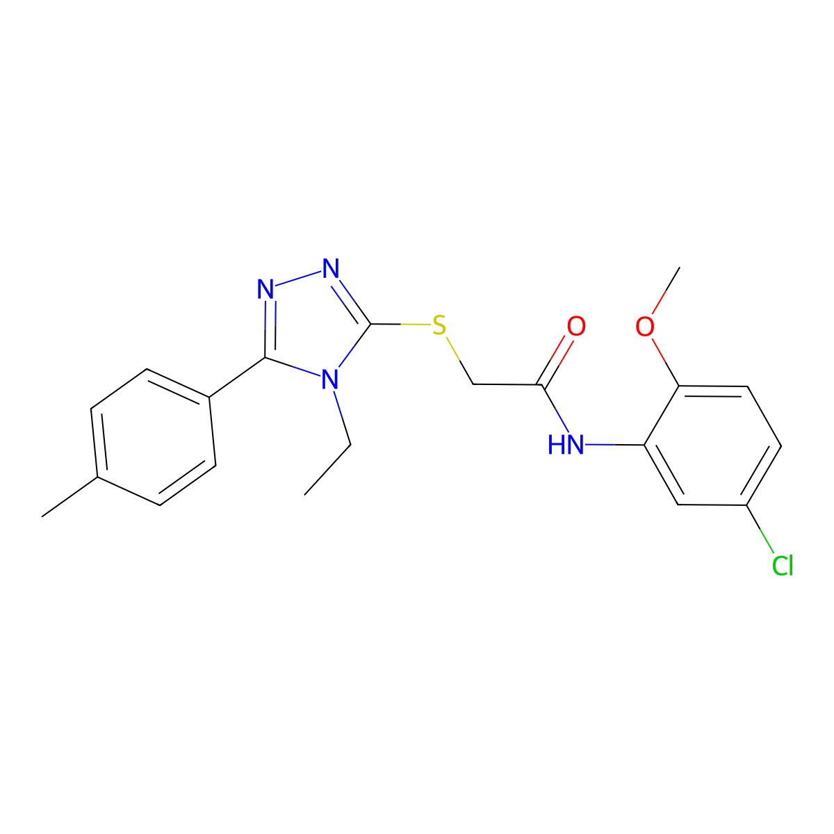 N-(5-chloro-2-methoxyphenyl)-2-[[4-ethyl-5-(4-methylphenyl)-1,2,4-triazol-3-yl]sulfanyl]acetamide molecular structure, CAS 591761-52-3