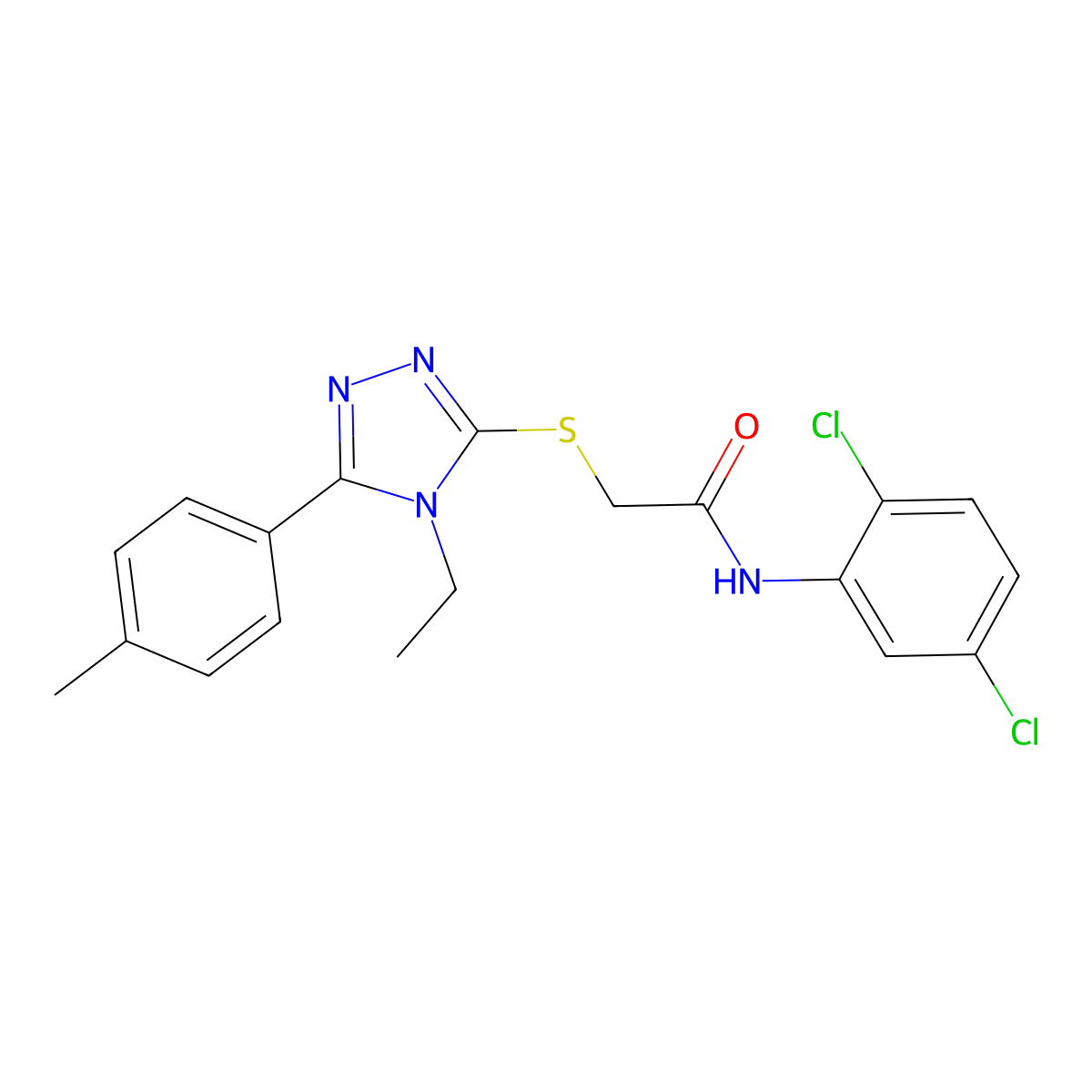 N-(2,5-dichlorophenyl)-2-[[4-ethyl-5-(4-methylphenyl)-1,2,4-triazol-3-yl]sulfanyl]acetamide molecular structure, CAS 591761-54-5