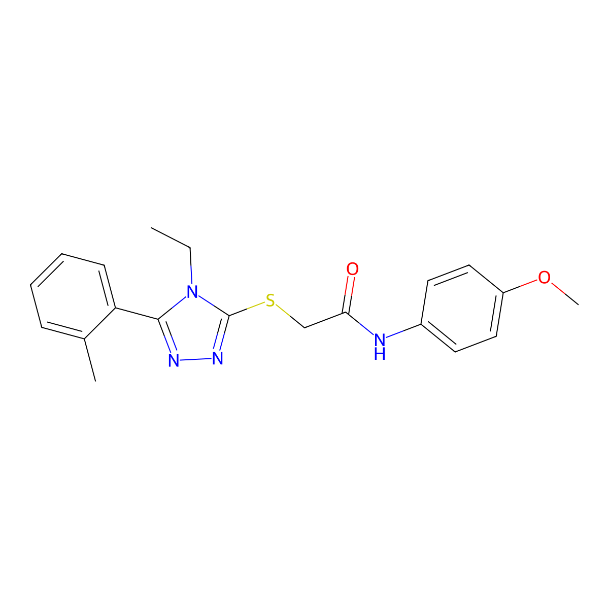 2-[[4-ethyl-5-(2-methylphenyl)-1,2,4-triazol-3-yl]sulfanyl]-N-(4-methoxyphenyl)acetamide molecular structure, CAS 591761-60-3