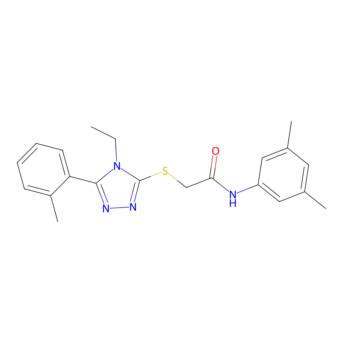 N-(3,5-dimethylphenyl)-2-[[4-ethyl-5-(2-methylphenyl)-1,2,4-triazol-3-yl]sulfanyl]acetamide molecular structure, CAS 591761-61-4