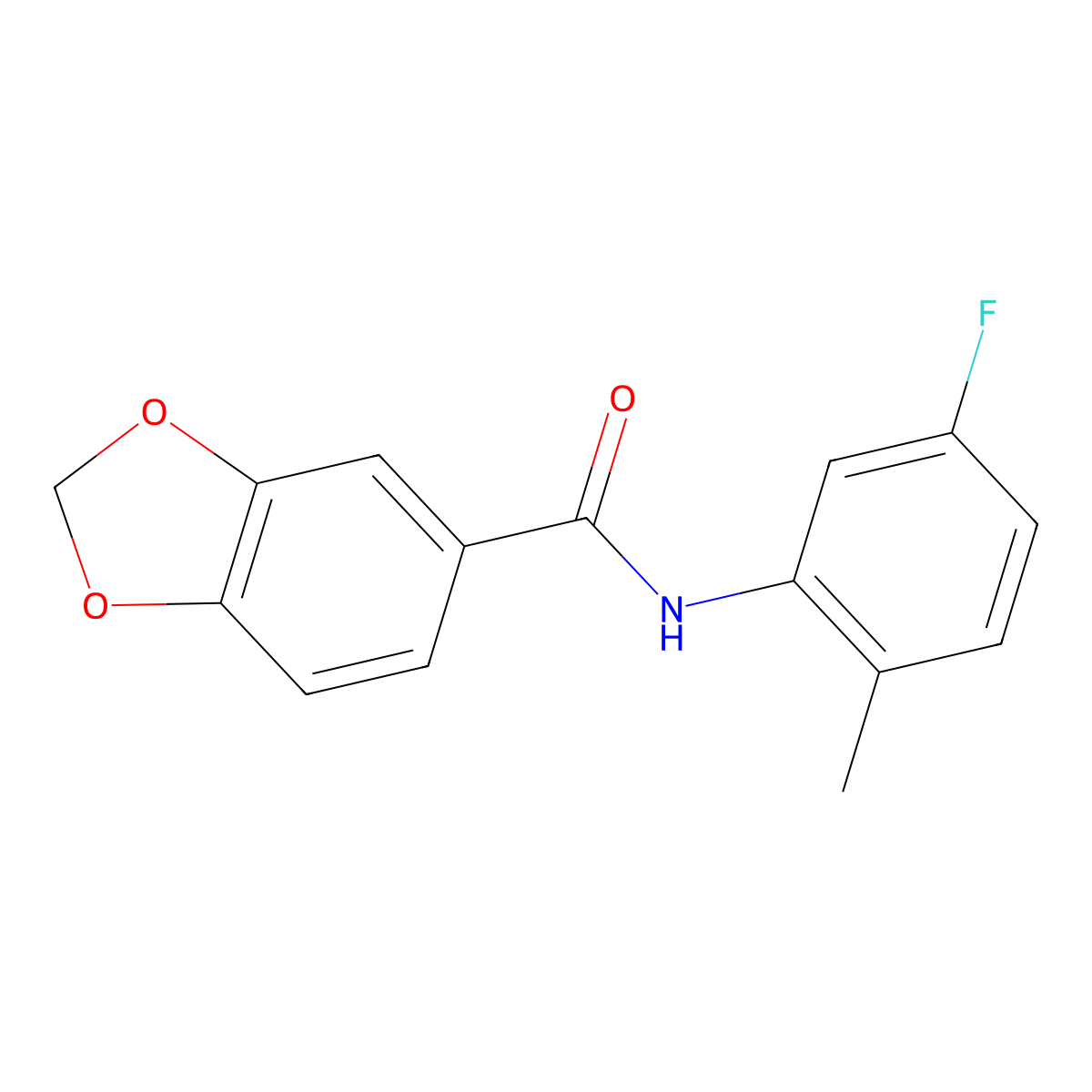 N-(5-fluoro-2-methylphenyl)-1,3-benzodioxole-5-carboxamide molecular structure, CAS 591761-77-2