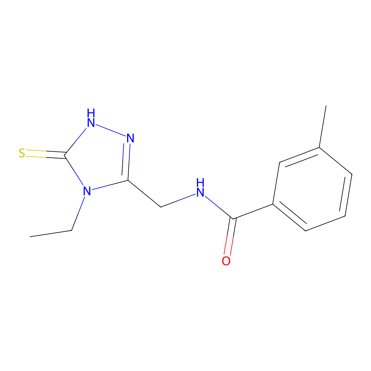 N-(4-Ethyl-5-mercapto-4H-[1,2,4]triazol-3-ylmethyl)-3-methyl-benzamide molecular structure, CAS 591761-89-6