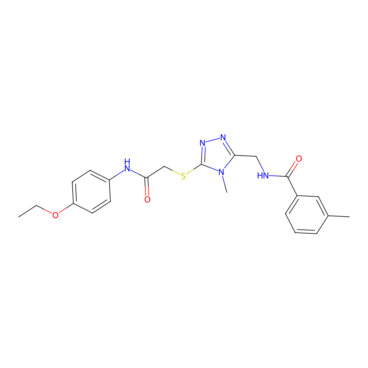 N-[[5-[2-(4-ethoxyanilino)-2-oxoethyl]sulfanyl-4-methyl-1,2,4-triazol-3-yl]methyl]-3-methylbenzamide molecular structure, CAS 591762-25-3