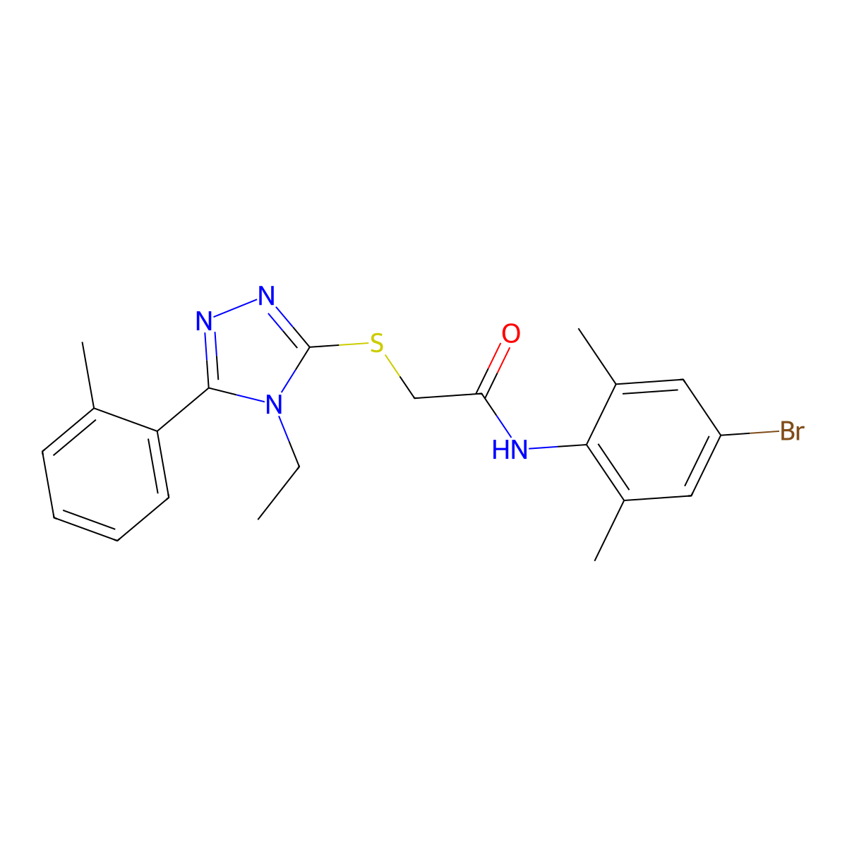 N-(4-bromo-2,6-dimethylphenyl)-2-[[4-ethyl-5-(2-methylphenyl)-1,2,4-triazol-3-yl]sulfanyl]acetamide molecular structure, CAS 591763-00-7