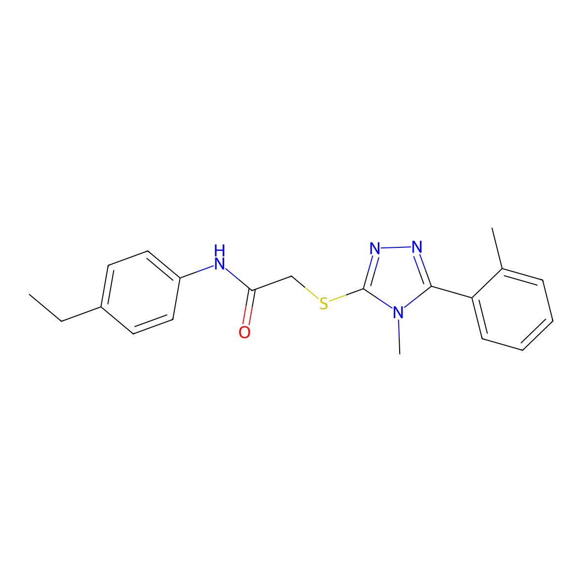 N-(4-ethylphenyl)-2-[[4-methyl-5-(2-methylphenyl)-1,2,4-triazol-3-yl]sulfanyl]acetamide molecular structure, CAS 591763-02-9