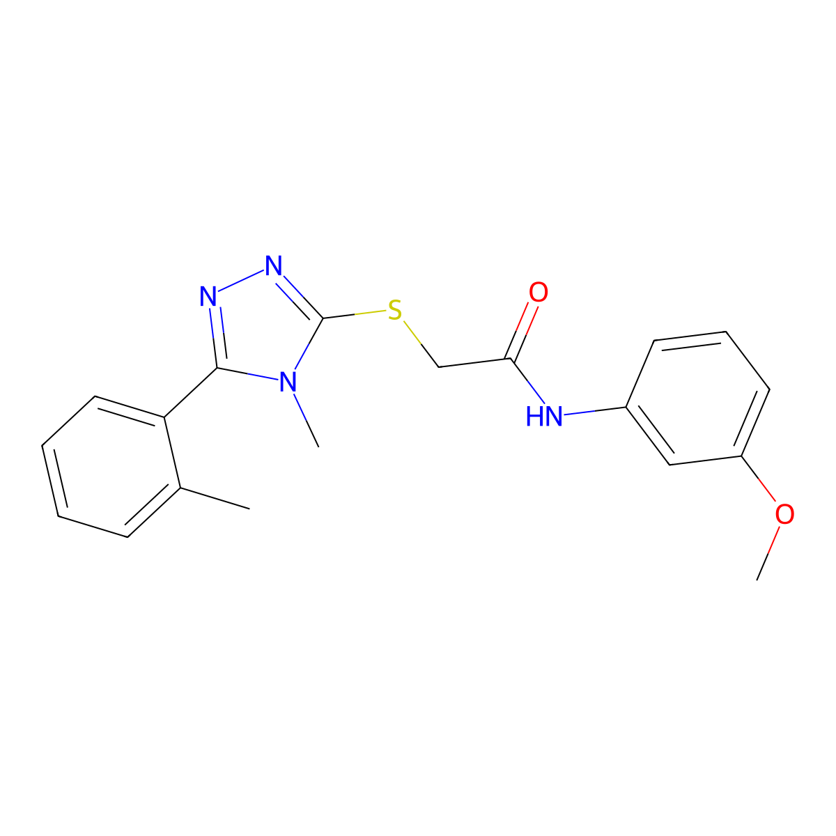 N-(3-methoxyphenyl)-2-[[4-methyl-5-(2-methylphenyl)-1,2,4-triazol-3-yl]sulfanyl]acetamide molecular structure, CAS 591763-03-0