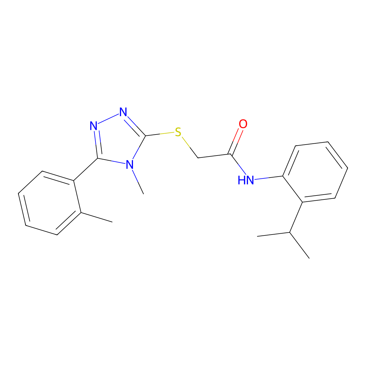 2-[[4-methyl-5-(2-methylphenyl)-1,2,4-triazol-3-yl]sulfanyl]-N-(2-propan-2-ylphenyl)acetamide molecular structure, CAS 591763-04-1