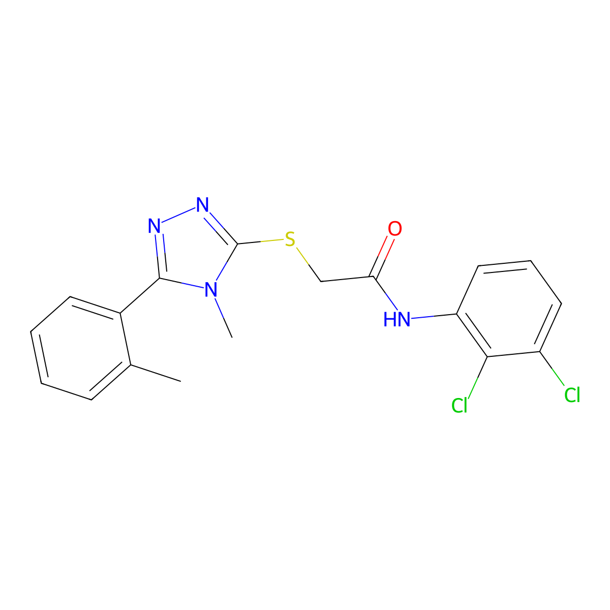 N-(2,3-dichlorophenyl)-2-[[4-methyl-5-(2-methylphenyl)-1,2,4-triazol-3-yl]sulfanyl]acetamide molecular structure, CAS 591763-06-3