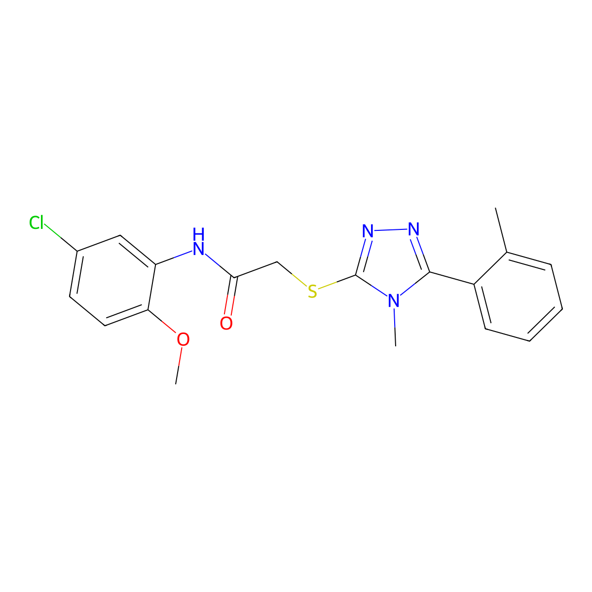 N-(5-chloro-2-methoxyphenyl)-2-[[4-methyl-5-(2-methylphenyl)-1,2,4-triazol-3-yl]sulfanyl]acetamide molecular structure, CAS 591763-08-5
