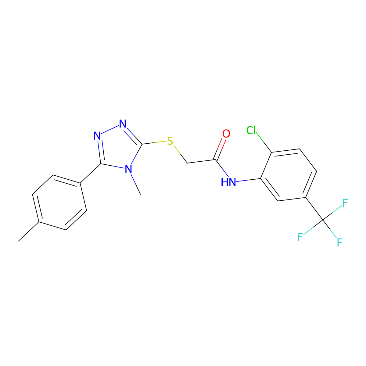 N-[2-chloro-5-(trifluoromethyl)phenyl]-2-{[4-methyl-5-(4-methylphenyl)-4H-1,2,4-triazol-3-yl]sulfanyl}acetamide molecular structure, CAS 591763-12-1