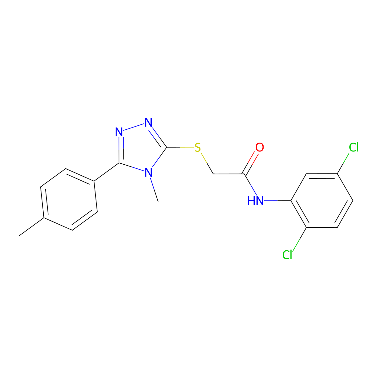 N-(2,5-dichlorophenyl)-2-{[4-methyl-5-(4-methylphenyl)-4H-1,2,4-triazol-3-yl]sulfanyl}acetamide molecular structure, CAS 591763-16-5