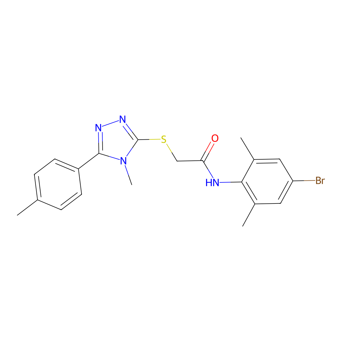 N-(4-bromo-2,6-dimethylphenyl)-2-[[4-methyl-5-(4-methylphenyl)-1,2,4-triazol-3-yl]sulfanyl]acetamide molecular structure, CAS 591763-17-6
