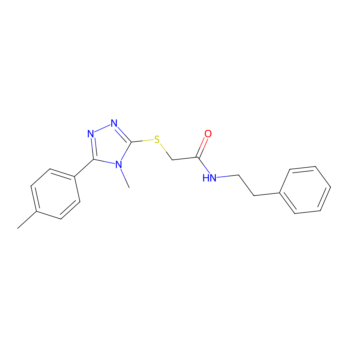 2-{[4-methyl-5-(4-methylphenyl)-4H-1,2,4-triazol-3-yl]sulfanyl}-N-(2-phenylethyl)acetamide molecular structure, CAS 591763-22-3