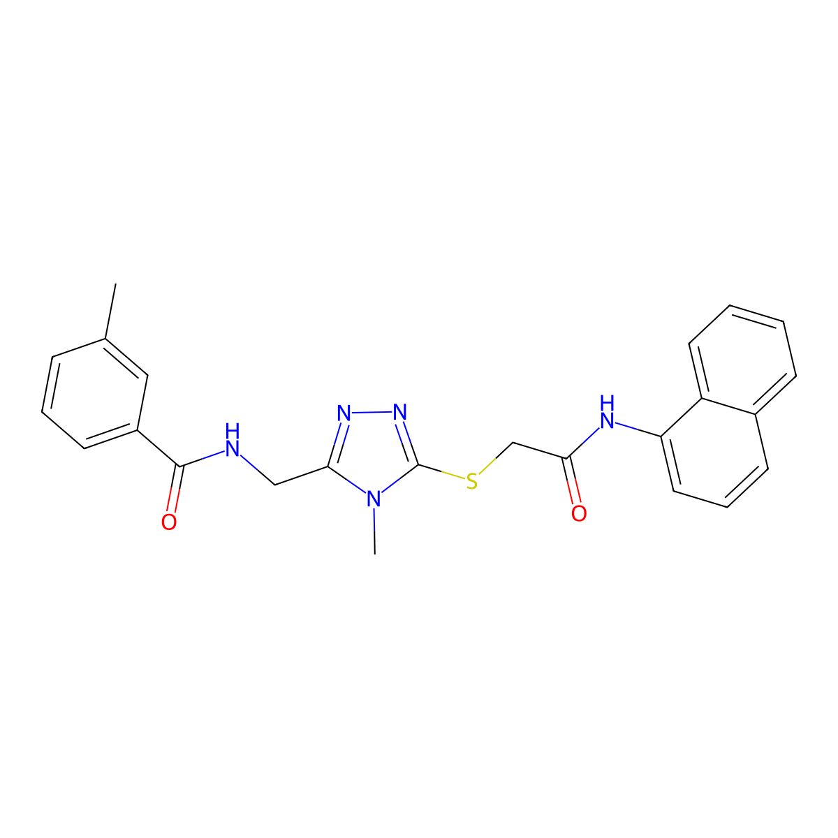 3-methyl-N-[[4-methyl-5-[2-(naphthalen-1-ylamino)-2-oxoethyl]sulfanyl-1,2,4-triazol-3-yl]methyl]benzamide molecular structure, CAS 591763-28-9